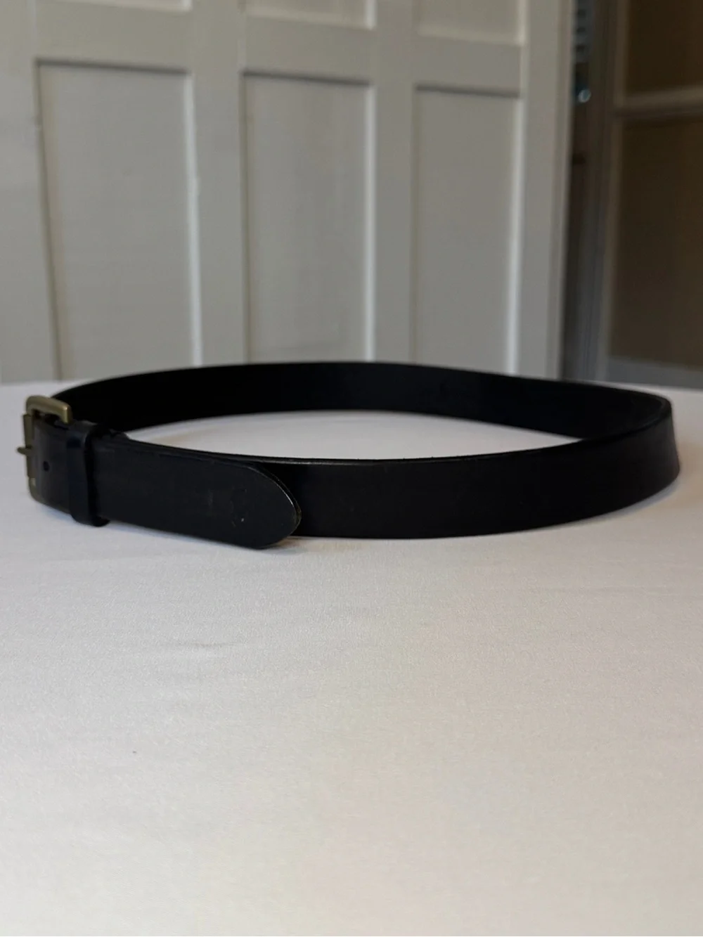 Vintage Polo Ralph Lauren Black Leather Thick Wide Brass Buckle Argentina 36